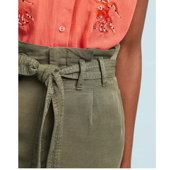 By Anthropologie Blythe Wide-Leg Cropped Pants In Moss Green Size: 6 (Small) - Picture 2 of 8